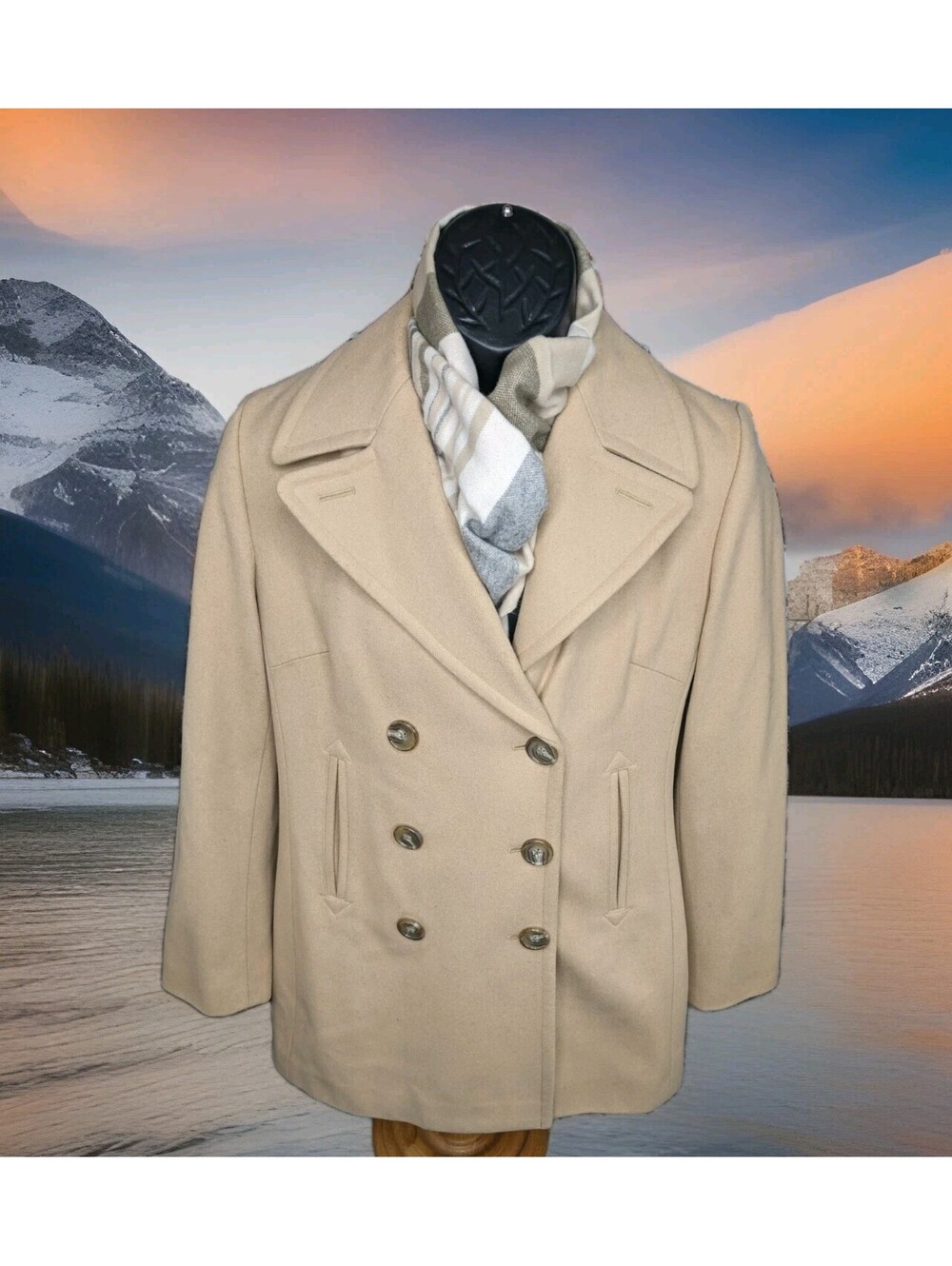 Banana Republic Peacoat Soft Wool Stadium Coat Camel Tan Jacket Womens Medium